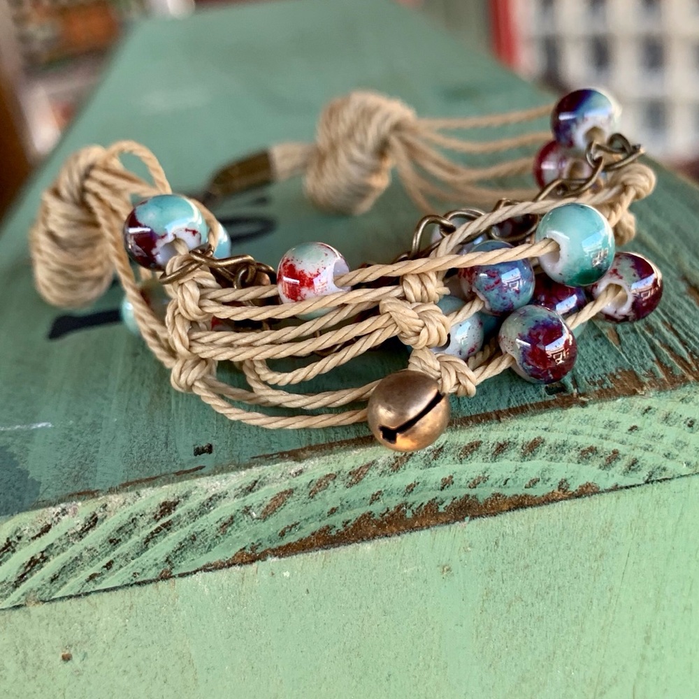 ✨BOHO LAYERED CERAMIC BEAD CHARM BRACELET✨